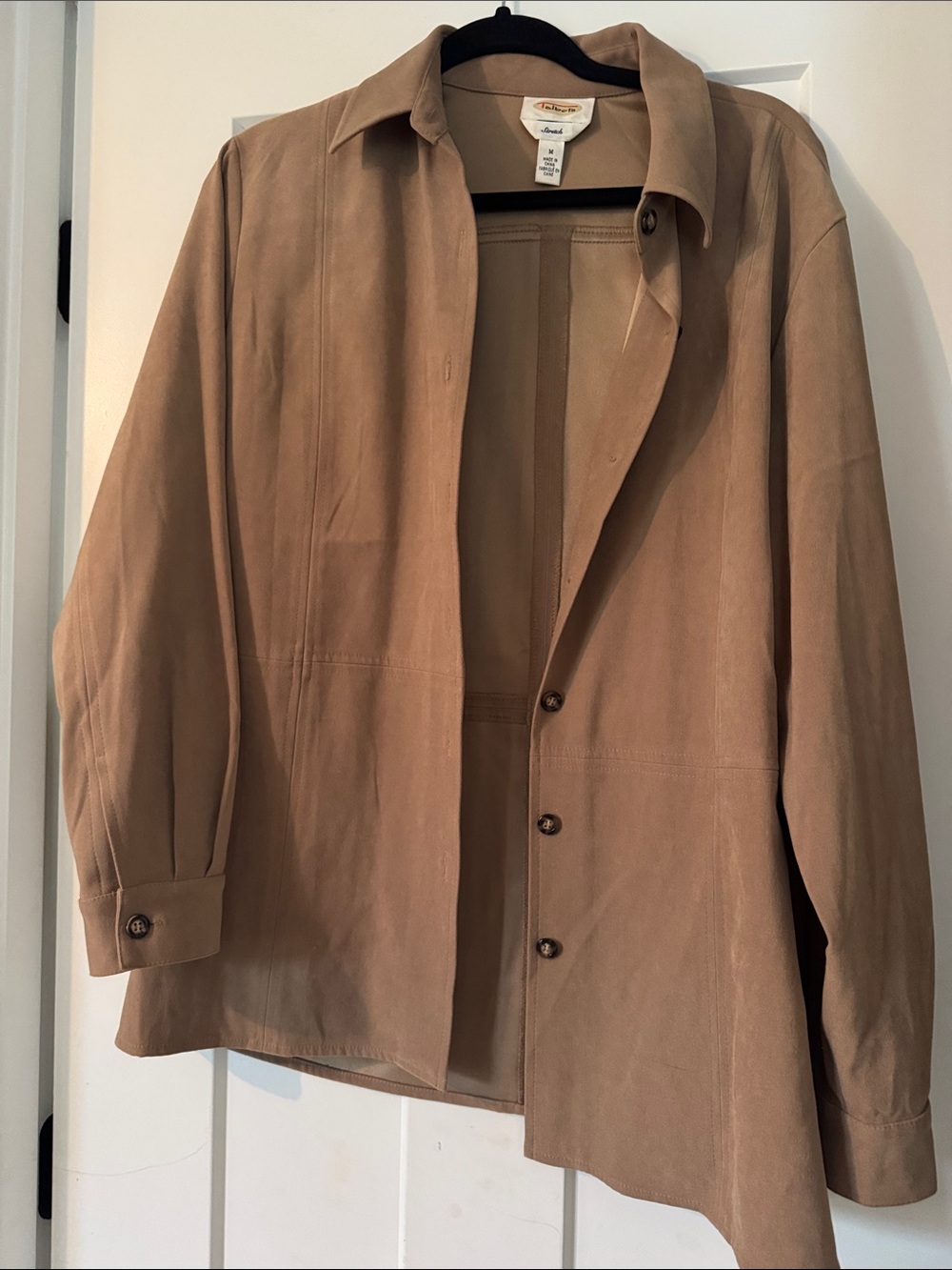 Talbots Suede Button-Front Jacket in Taupe